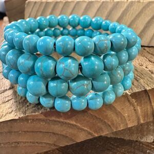 Handmade Synthetic‎ Turquoise Wrap Bracelet Fashion, Southwestern Cowgirl Design